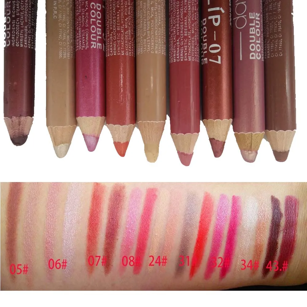 Водостойкий двухцветный карандаш для губ HF004|lip contour|nude liplinerlipliner pencil |