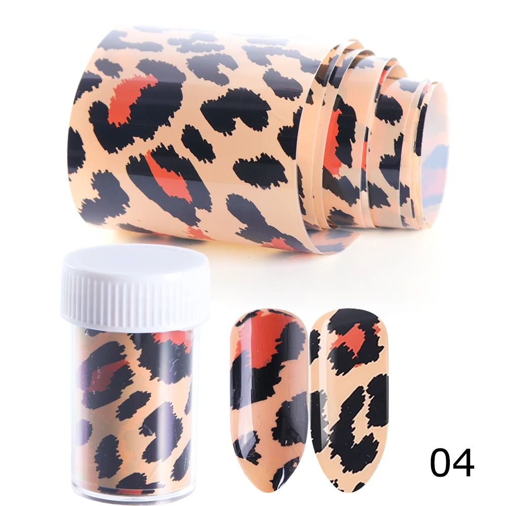 1 рулон леопардовой печати Фольга для обертывания ногтей дизайн слайдеры дизайн ногтей переводные наклейки Набор клей лак украшения Маникюр TR730