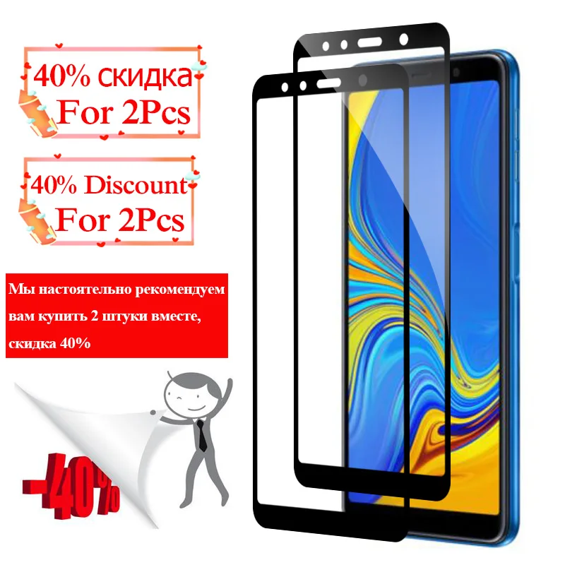 Стекло на для Samsung Galaxy A7 2018 a750f протектор экрана samsun galax a 7 полное покрытие защитное