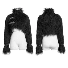 Punk Style Long-Furry Short Jacket for Women Gothic Autumn Winter Long Sleeve Warm Coats