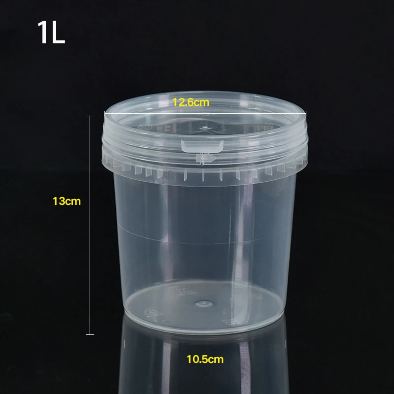10PCS/lot Plastic Takeaway food Containers Box With Lids 1000ML Small Paint bucket Food Grade PP Plastic packaging jars