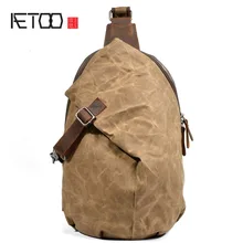 AETOO Европа и США Ретро масло воск Холст водонепроницаемый сумка большая емкость сумка на плечо поясная сумка мужская