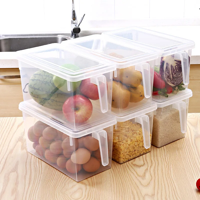 

2PCS/set Transparent Plastic Kitchen Refrigerator Storage Box Food Container Keeping Egg Fish Fruit Fresh Storage Organizer