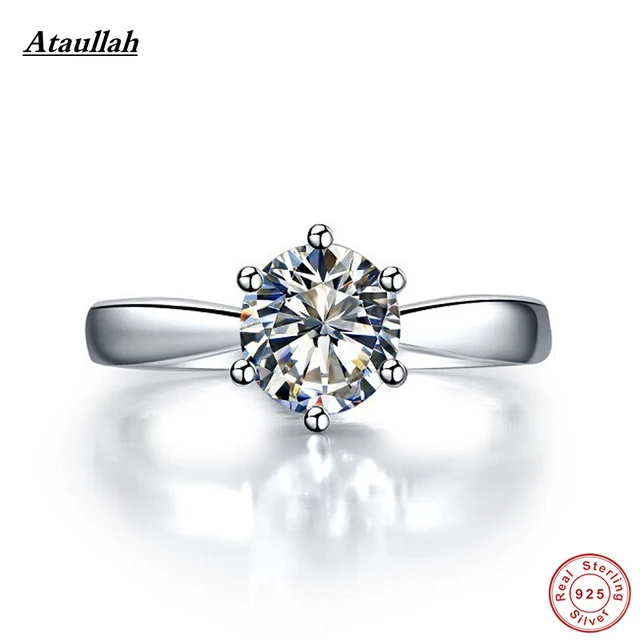 Ataullah 925 Silber Platin beschichtet 1 5 Karat SONA Diamant Verlobungsringe F r Frauen Sterling Silber