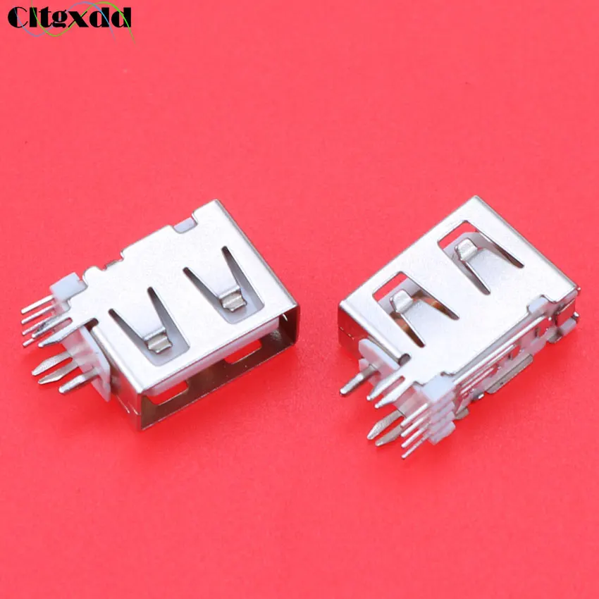 Cltgxdd 1PCS USB Type-A Female PCB Mount Socket Connector Vertical USB A Female Socket Jack Connector Flat 90 degree