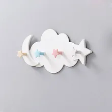 Ganchos creativos de pared con forma de nube y estrella bonita sin clavos para colgar llaves decorativas para habitación de niños gancho de almacenamiento de cocina