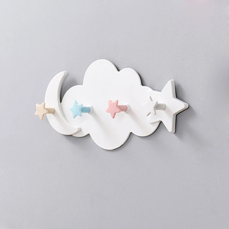 Creative Cute Star Moon Cloud Shape Wall Clothes Hooks