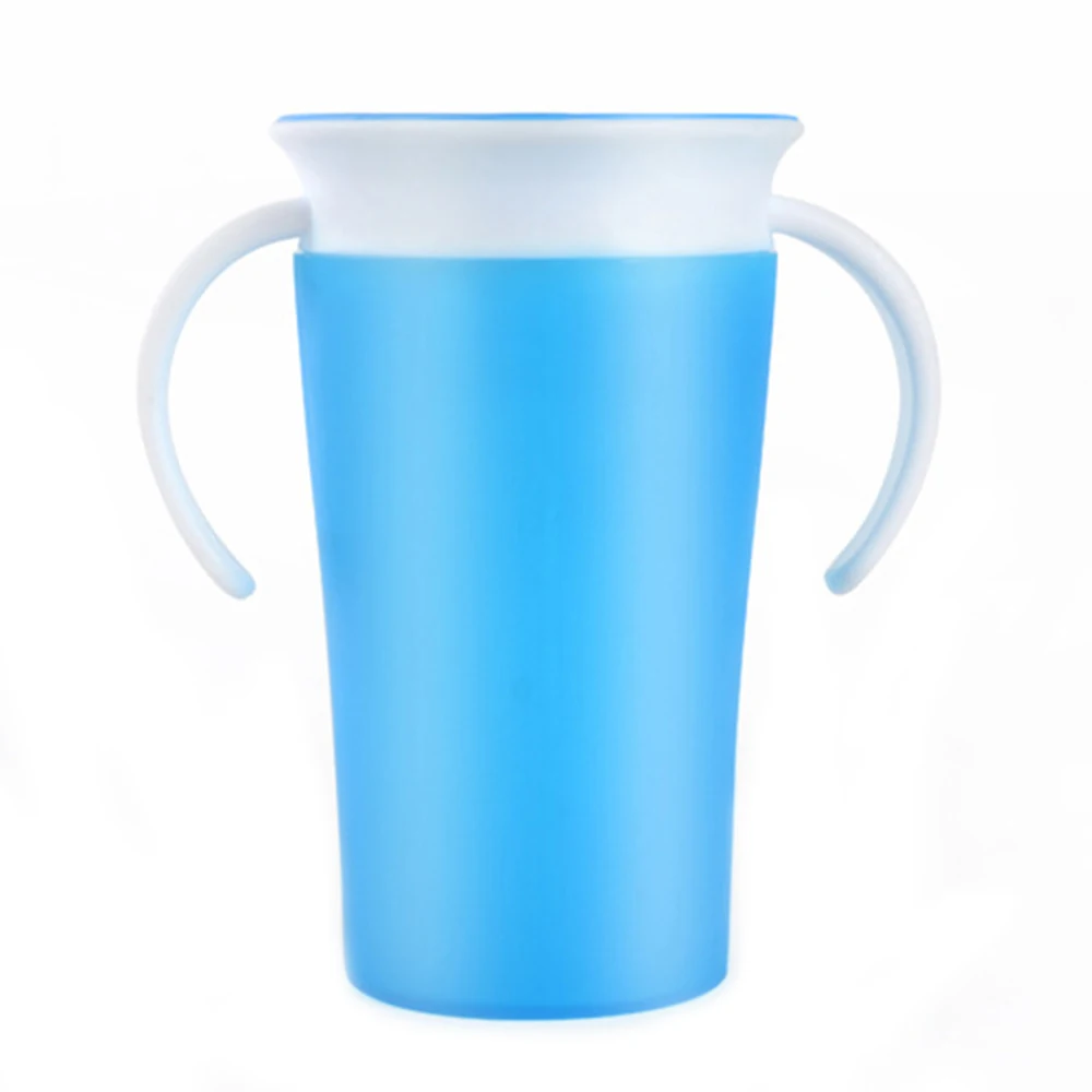Безопасная силиконовая детская чашка для обучения питанию 360 градусов герметичная чашка для питья Студенческая детская обучающая чашка Волшебная чашка - Цвет: Небесно-голубой