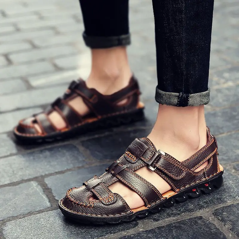 Aliexpress.com : Buy BACKCAMEL Summer Men Sandals Soft Leather ...