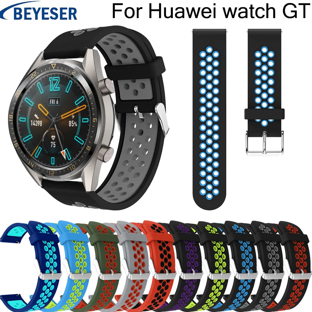 Ремешок силиконовый для наручных часов Huawei Watch GT сменный Браслет Samsung Gear S3 classic 22