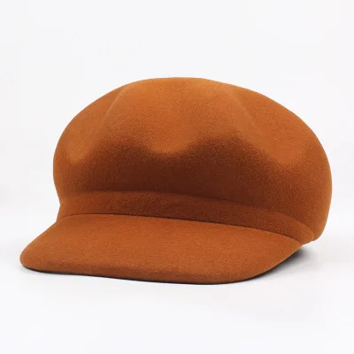 Осень-зима, шерстяная шапка, Модный берет газетчика, шапки для женщин, восьмиугольная шапка, женская шапка, зимняя шапка художника - Цвет: brown