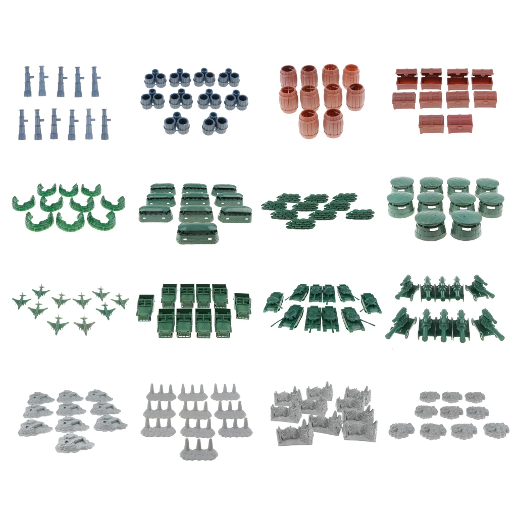 

10pcs Plastic Mini Military Sand Scene Model Toy Soldier Army Men Accessories Tank Forts Shelters Sandbag Bunkers Rockery