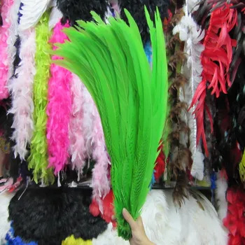 

100pcs 55-60CM Natural Silver Pheasant Tail Feathers Apple green Pheasant Feathers For Crafts Wedding DIY white feathers Plumes