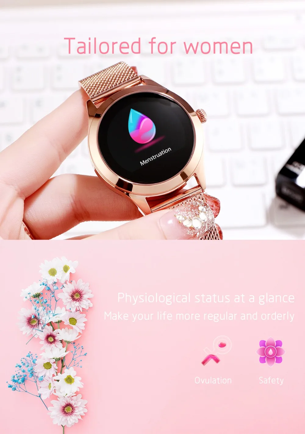 Умные женские часы, кровяное давление, Bluetooth, смарт-браслет, фитнес-браслет с шагомером, браслет для IOS, Android, одежда