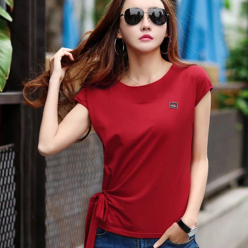 Ropa Moda Mujer 2018 Summer Cotton White T Shirt Bow Femme Korean Fashion Tops Tee Shirt Women Tshirt Batwing Sleeve Clothing