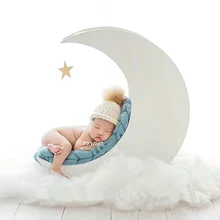 Фон для фотосъемки новорожденных с деревянной белой луной; реквизит для детской фотосессии; корзина ручной работы из цельного дерева; реквизит для фотосессии