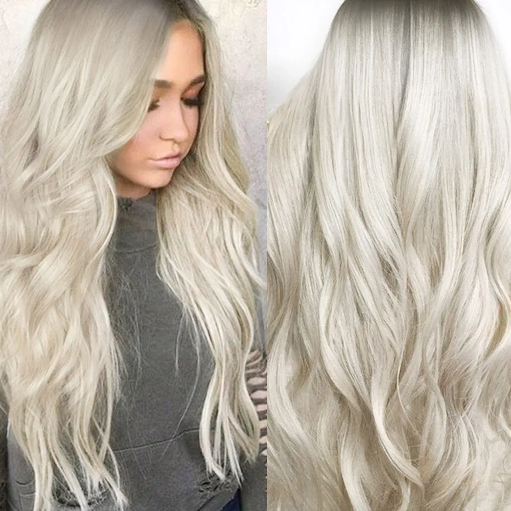 

Lace Front Sexy Gradient Blonde Party Wigs Long Curly Hair Mixed Color Synthetic Fashion Luxury Casual LadIes Wigs Gift