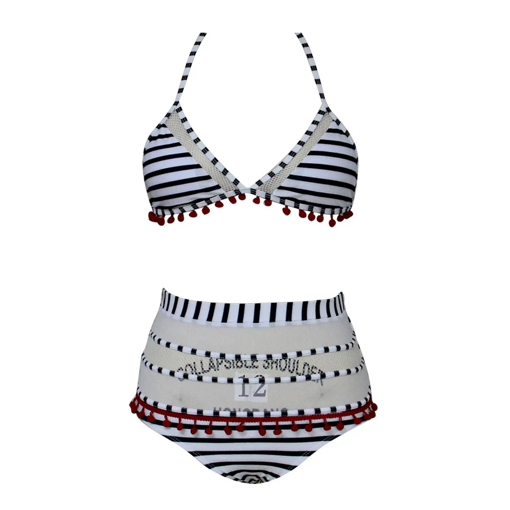

2019 New Mesh Stitching Swimwear Hanging Neck Halter Bikini Fashionable Sexy Swimsuit S M L XL EU US Style Dropshipping