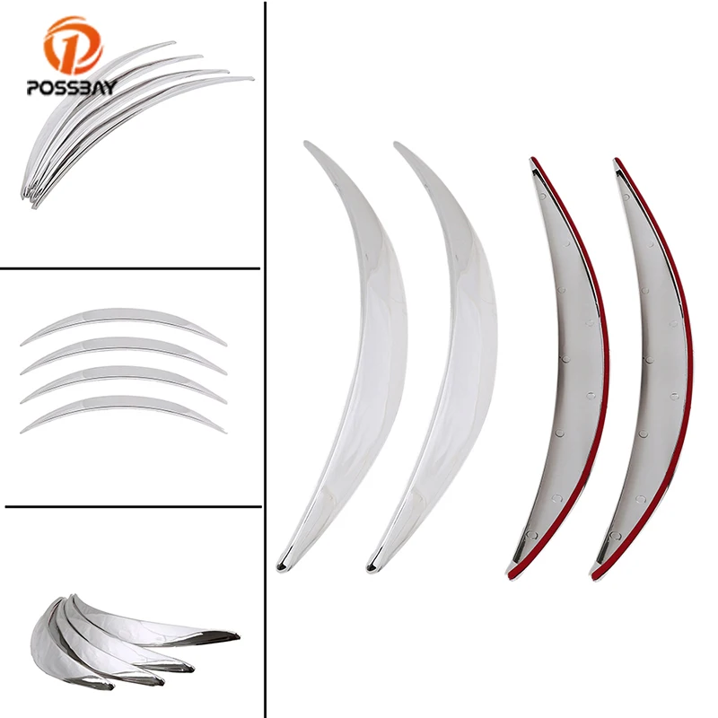  POSSBAY Car Wheel Eyebrow Arch Wheel Eyebrow Protector Chrome/Imitation Carbon Fiber Mud Guard Univ