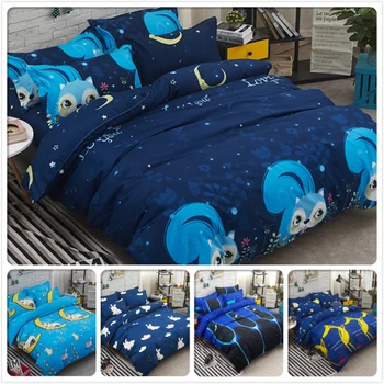 

Big Size Full King Queen Twin Double Single Duvet Cover 4pcs Bedding Set Kids Bed Linens 1.2m 1.5m 1.8m 2m 2.3m Cotton Blue Star