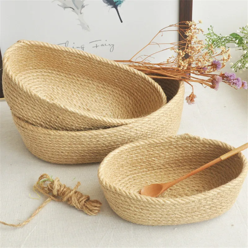 

Ship Type Jute Storage Basket Home Office Desktop Sewing Kits Sundries Storage Box Washable Multifunction Handmade Holder Case