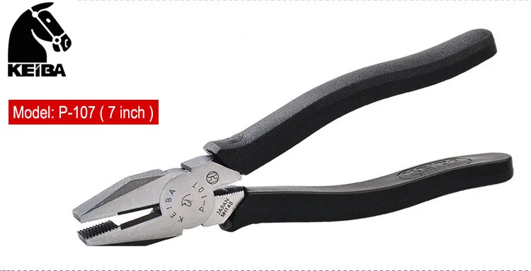 Original Japan KEIBA Vise P-107 175mm (7 inch) Electrician Flat Nose Locking Pliers For Cutting Crimping Clamping Tools