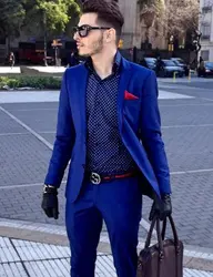 На заказ Королевский синий Блейзер мужские костюмы Slim Fit бизнес английские костюмы смокинг Свадебные костюмы для шафера 2 шт. Terno Masculino (Jac