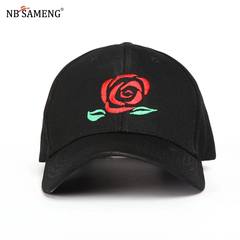 Unisex Classic Baseball Cap Rose Snapback Hat For Women Men Summer Sun