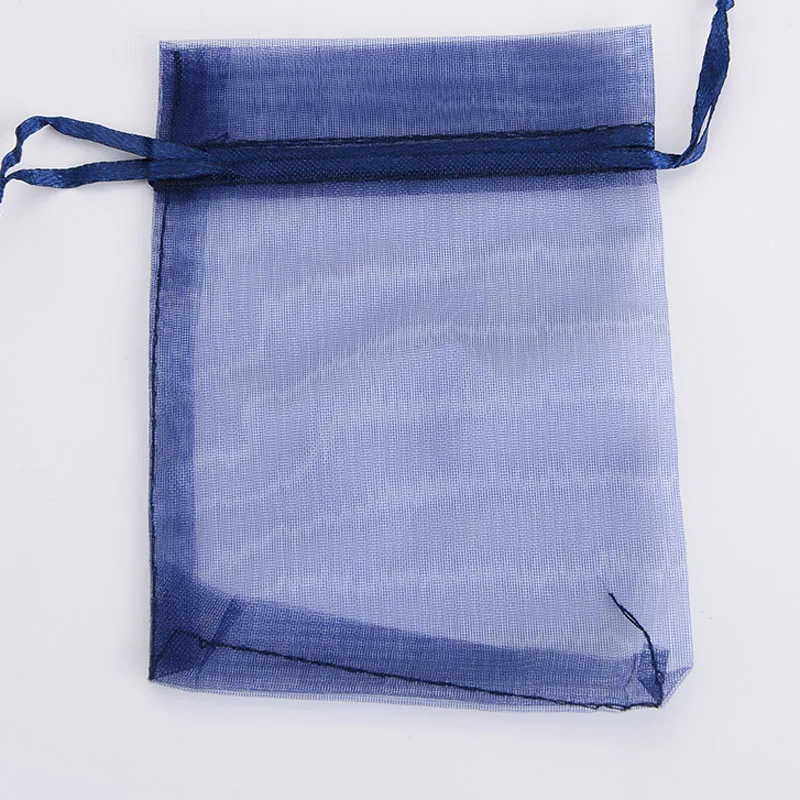 50 шт. 7x9 9x12 10x15 13x18 см сумки из органзы для украшения свадебной вечеринки подарочные сумки Сумки для упаковки ювелирных изделий 22 цвета - Цвет: dark blue