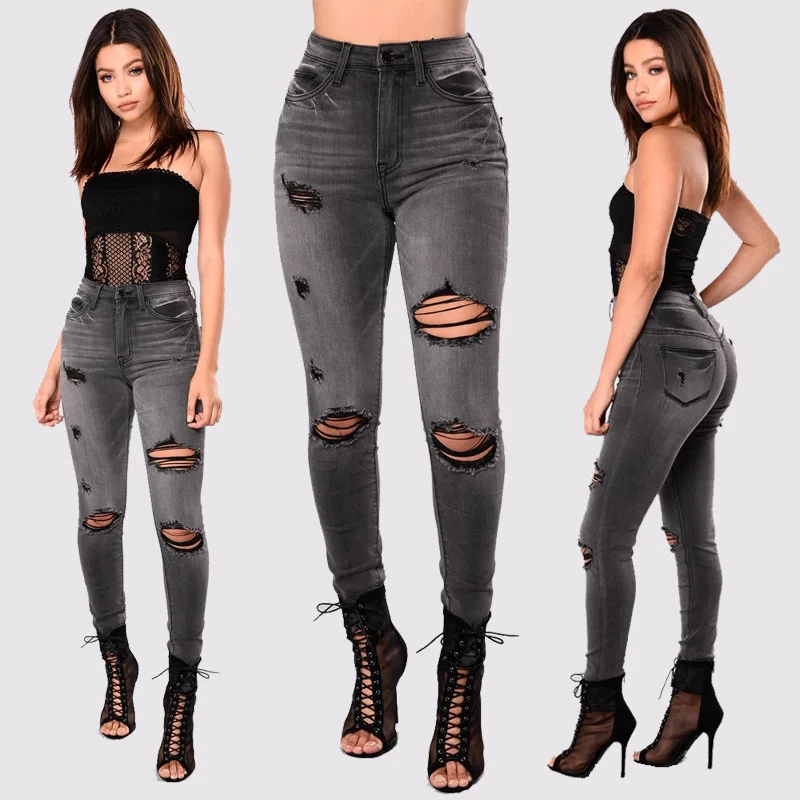 black distressed jeans women's