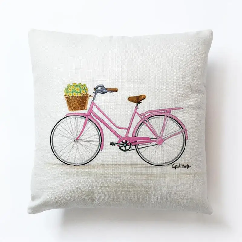 Винтажный чехол для подушки в стиле ретро из хлопка и льна для велосипеда, декоративная наволочка для подушки, домашний декор для автомобиля и дивана - Цвет: 4