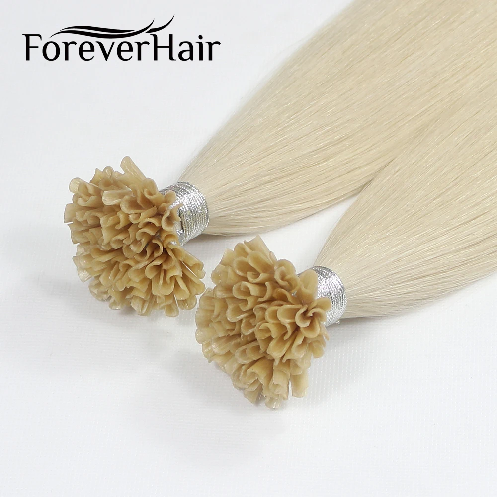 FOREVER HAIR 0,8 г/локон 1" 18" 2" Remy накладные человеческие волосы для наращивания, европейские человеческие кератиновые u-образные накладные волосы, 50 шт