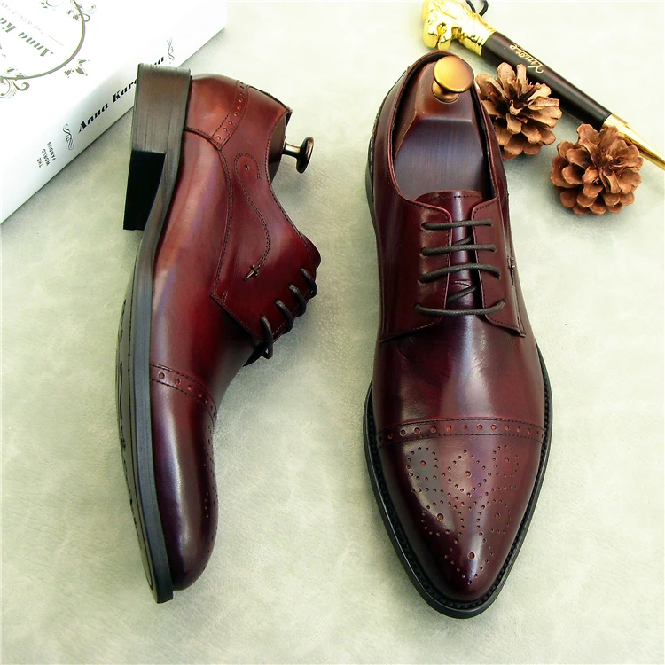 Negocios Primavera Cuero Zapato Moda 3 Genuino Tallada Boda 2 Hombres De 1 Derby La Rendimiento Borgues Oxfords Zapatos B7qB0w