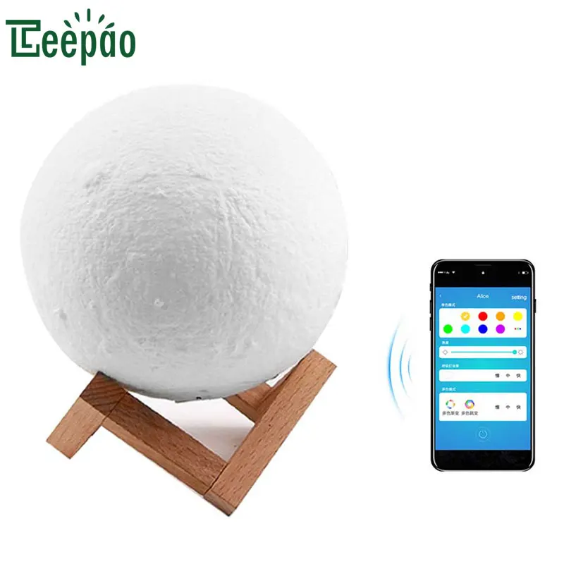

New Arrive 3D Print Moon Lamp Smart Wifi Moon Night Lights Touch Color Change APP Control Smart Lamp for Table Creative Gifts