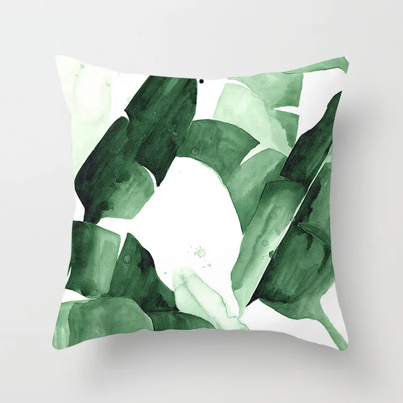 Monstera Printed Leaf Cushion Cover 45x45cm Polyester Tropical Leaves Throw Pillow Covers Decorative Home Decoration Accessories