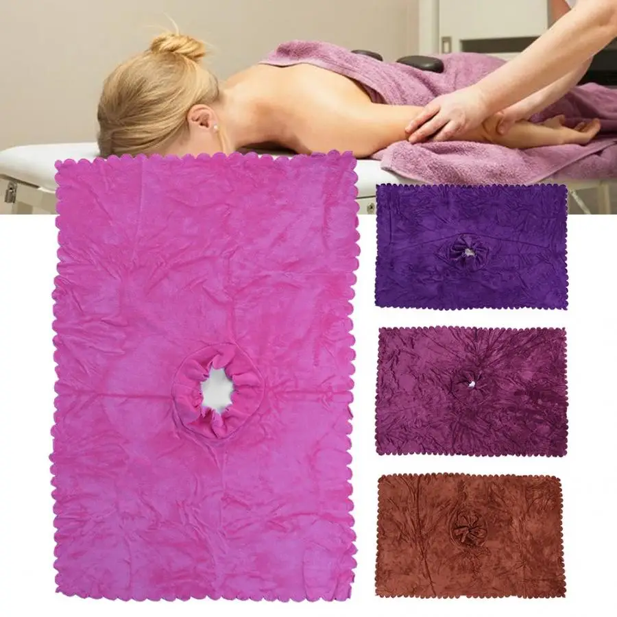 Solid Color Beauty Salon Bed Towel With Hole Opened Soft Lint-free Towel Blanket