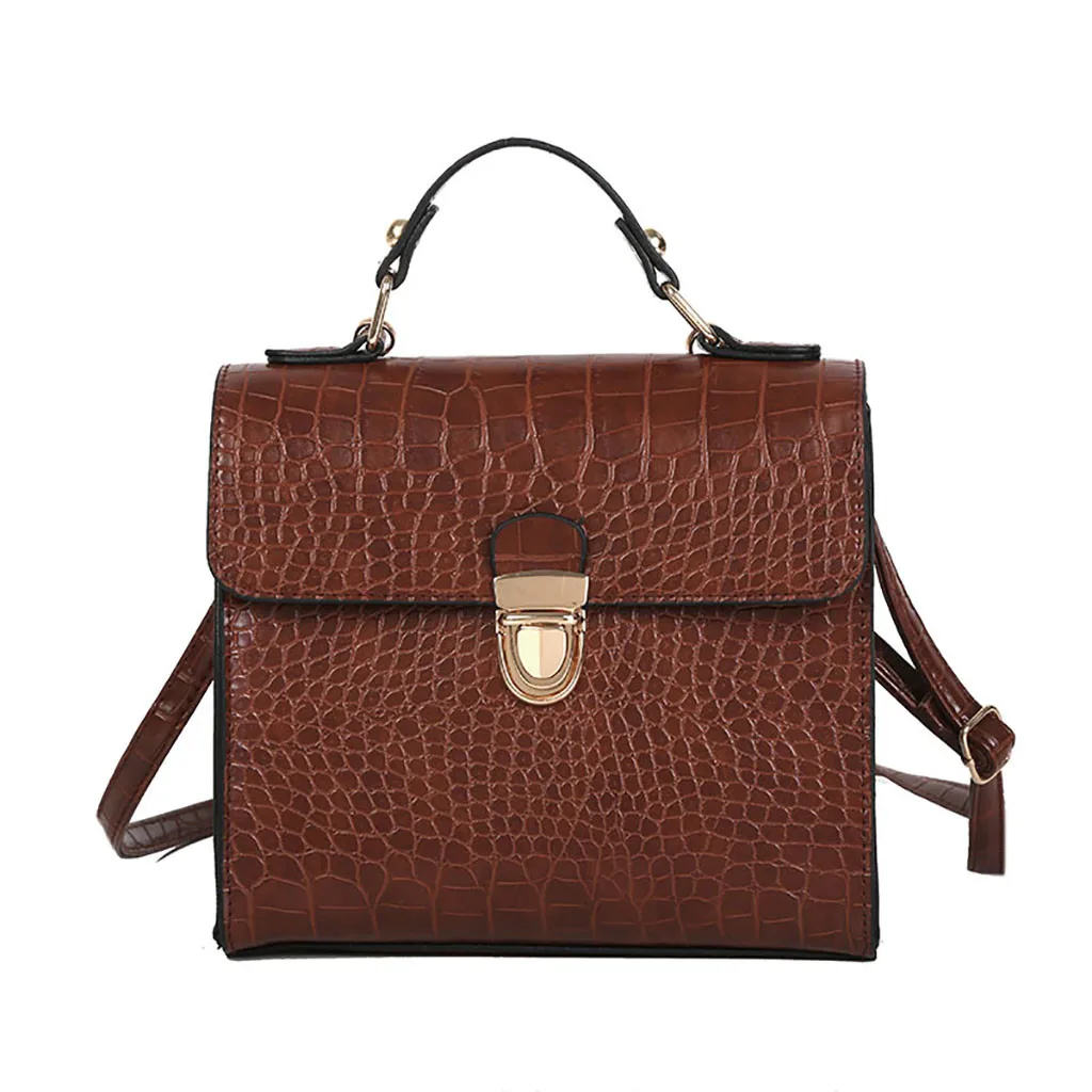 new fashion solid brown cartera mujer monedero Women Vintage Crocodile Pattern Bag Wild Shoulder Bag Messenger#L10