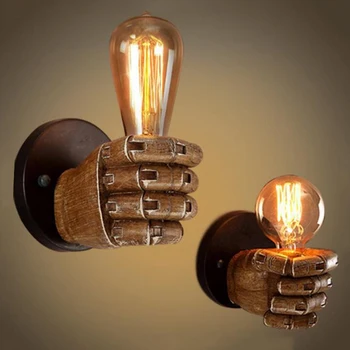 

WOERFU Fist Resin Wall Lamp Bedroom Bedside Decorative Wall Lamp LOFT Retro Indoor wall lamp