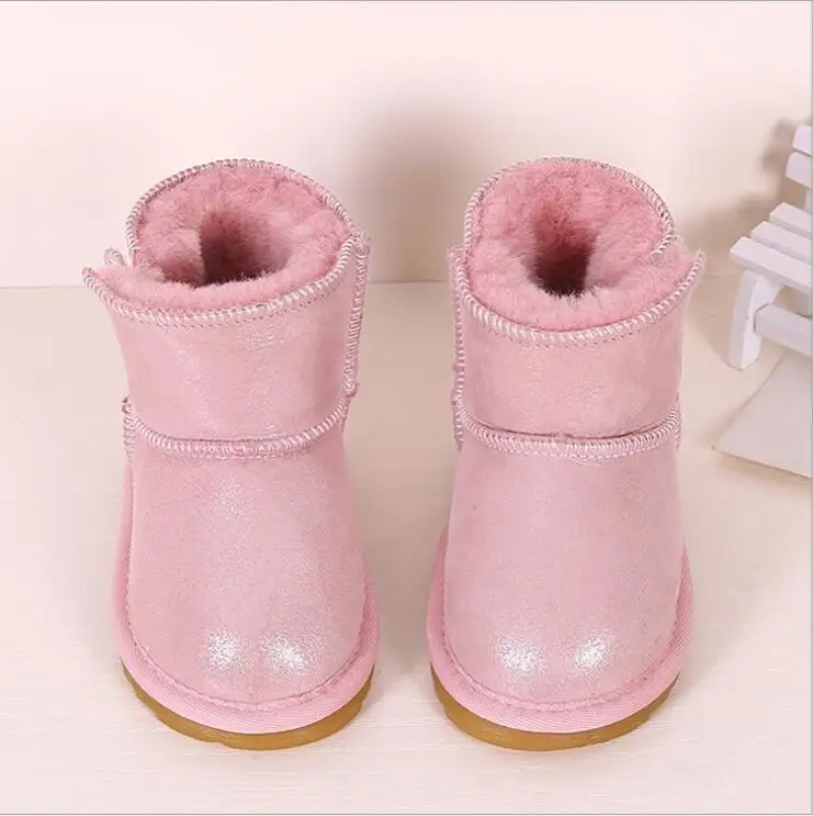 Осенне-зимние детские теплые ботинки с мехом, теплая нескользящая обувь для малышей - Цвет: bright  pink