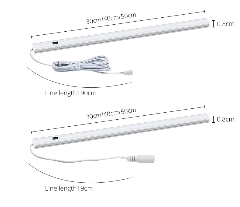 Ручная развертка Сенсор led освещение для кухни, 30 Вт, 40/50 см светодиодный Подсветка полоса 12V алюминиевый профиль для шкафа лампа для ТВ Спальня деко