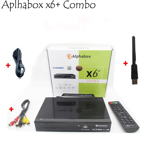 Alphabox X6 комбо+ av-кабель+ usb wifi DVB-S2& T2& C спутниковый ТВ приемник Поддержка cam Newcad powervu для Африки