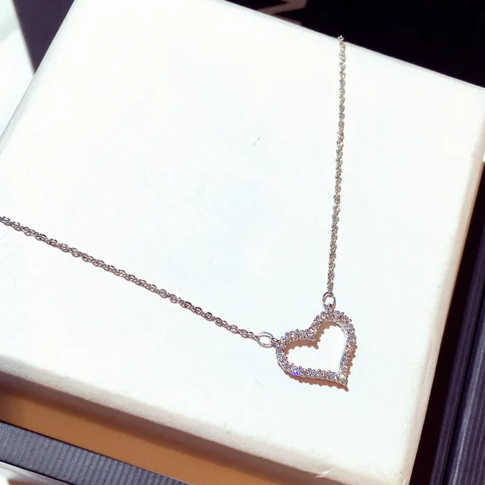 Модное блестящее ожерелье с подвеской в виде сердца, Женские Ювелирные изделия, изысканное розовое золото, белое золото, короткое ожерелье с кристаллами