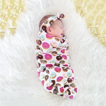 

Baby Baby Bedding Bags with Headband Soft Safe Chic Style New Cotton Print Sleeping Bag For Newborn