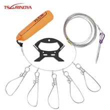 TSURINOYA 5 м рыболовный замок Пряжка из нержавеющей стали веревки поплавок рыба 5 защелок Стрингер рыболовный замок для аксессуаров рыболовные снасти