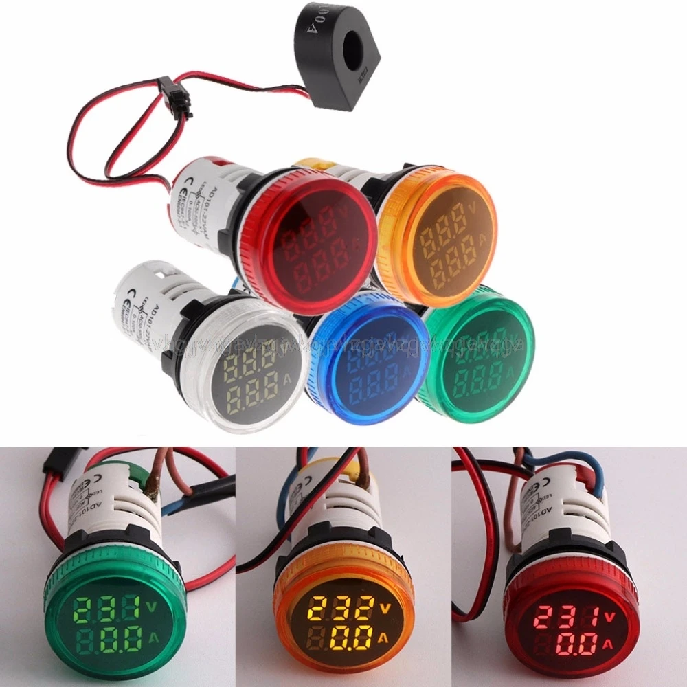 

2in1 22mm AC50-500V 0-100A Amp & Voltmeter Ammeter Voltage Current Meter with CT