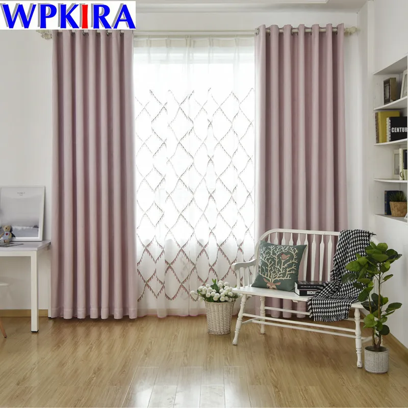 

Pink Solid Modern Cloth Curtains for Living Room Bedroom White Tulle Green Blackout Curtain Heat insulation Sheer Fabric HC055-3