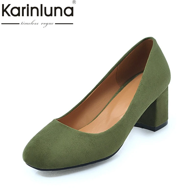 

Karinluna New Wholesale Large Size 32-45 Concise Woman Shoes Spring Pumps Slip On Square Heels Office Lady Shoes Women