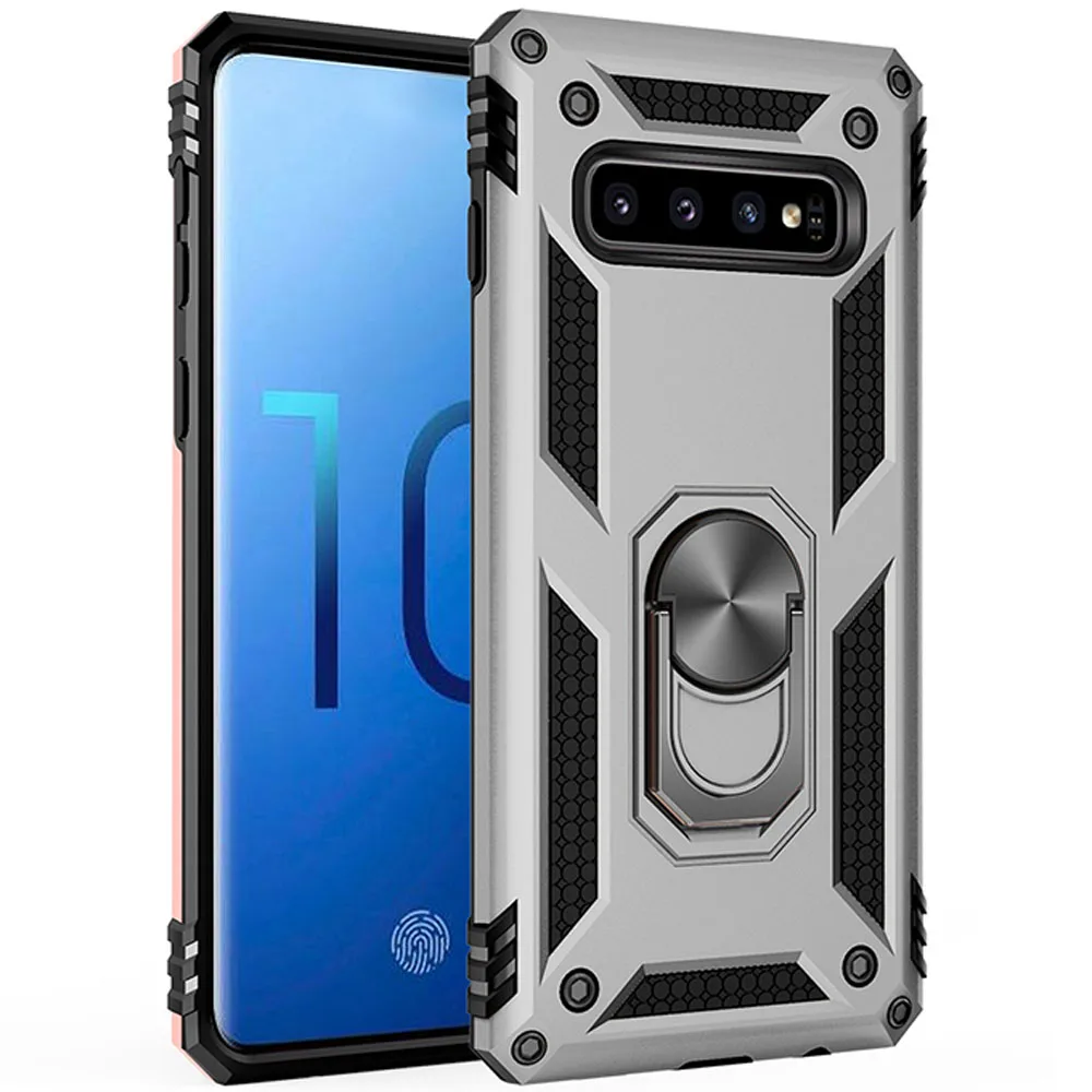 Для samsung Galaxy S10 S10e Lite + Plus 2in1 армейский бронированный чехол с магнитной кольцо Kickstand