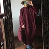 Новинка весны 2022, женское льняное платье в китайском стиле с длинным рукавом и стоячим воротником, однотонное Оригинальное женское платье на пуговицах ► Фото 1/6