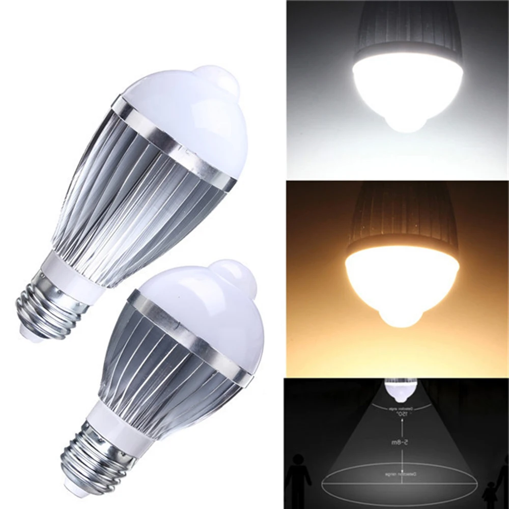 

PIR LED Bulbs Lamp LED Pir Motion Sensor Bulbs Lighting E27 7W 9W Aluminumpir Globe Bulbs AC85~265V 5730 PIR Spotlights